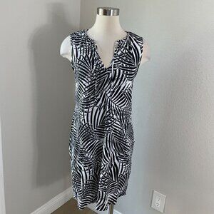 Tommy Bahama Womens Small Black White Palm Print Spa Dress Active Tropical